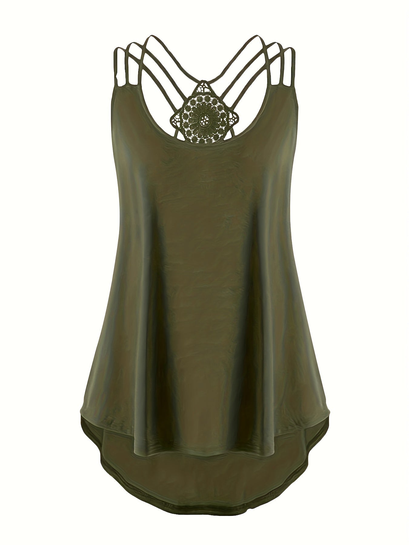  Lace Criss Cross Cami Top Women's Plus Casual Top