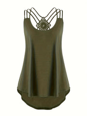  Lace Criss Cross Cami Top Women's Plus Casual Top