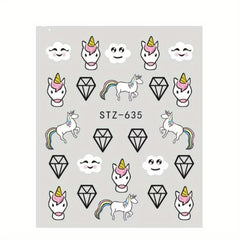 Unicorn & Mermaid Nail Art Stickers Water Print for Magical Manicure