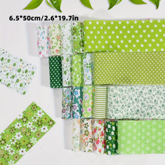 40pc Green Quilting Fabric Strips - Floral & Polka Dot Patterns - DIY