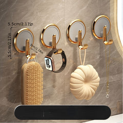 4pcs Adhesive Bathroom Towel Hook Strong Punch Sticky Toilet Wall Non-marking
