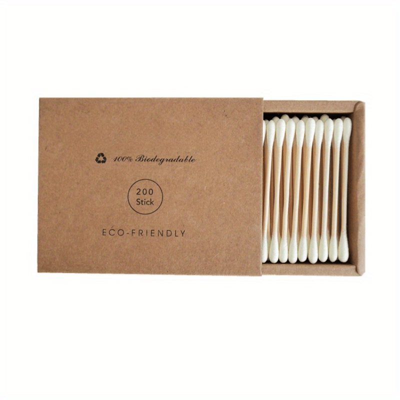 200PCS Double Head Bamboo Swab Beauty Makeup Nose Ears Cleaning