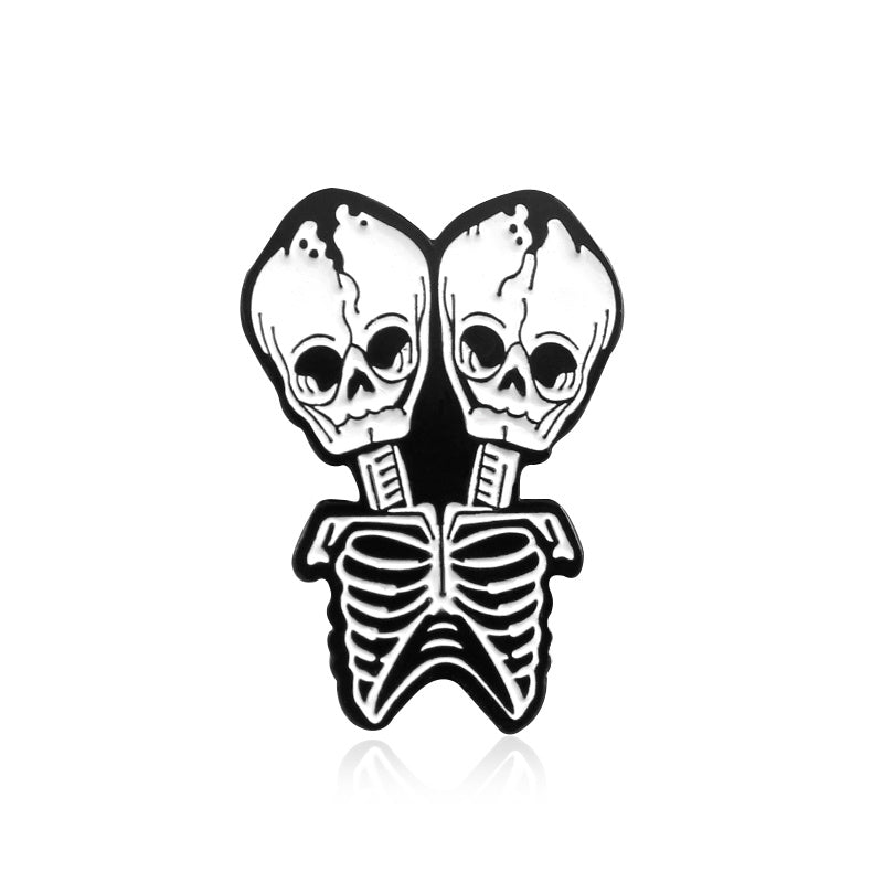 Twin Skull Pin Halloween Ornament Party Accessory
