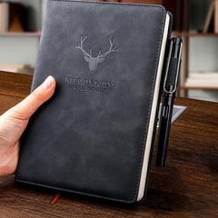 A5 Leather Notebook with Cord Soft Cover Pink Deer Horn - 360 Pages