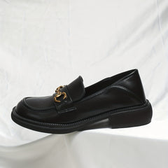 Women's Buckle Decor Loafers Slip On Shoes Preppy Style
