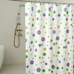 Purple Flower Shower Curtain PEVA Fabric Colorful Wildflower Shower Curtains
