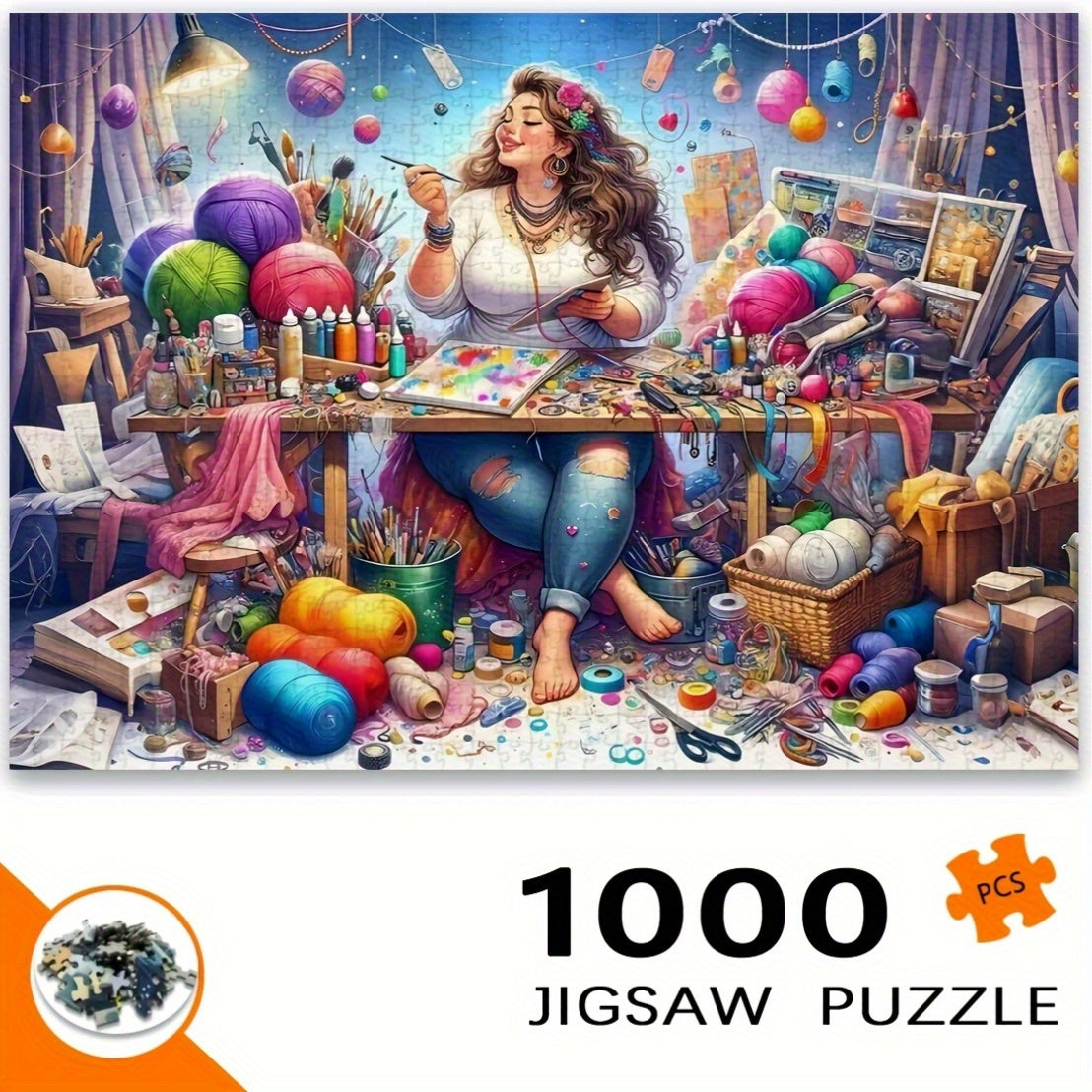 1000pcs Jigsaw Puzzle Dreamy Girl Vibrant Colors Frameless DIY Hobbyist Gift