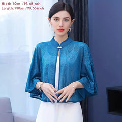 Rose Embroidery Shawl Vintage Cape Button Sunscreen Shawl