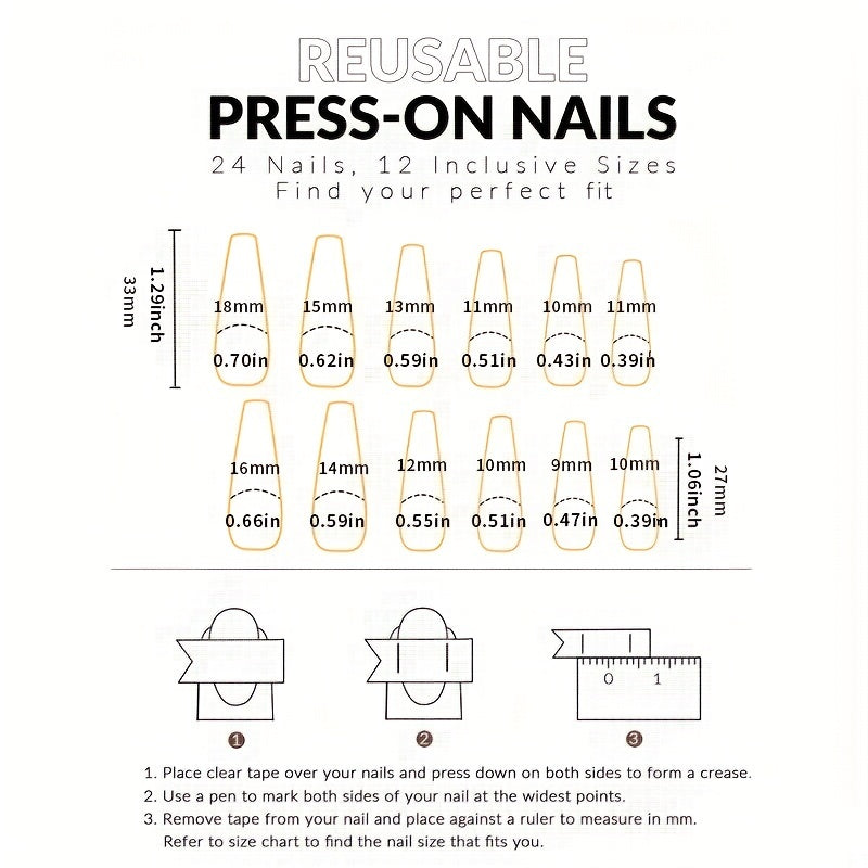 24 pcs Colorful Coffin Press On Nails with Rhinestones and Glitter