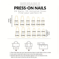 24 pcs Colorful Coffin Press On Nails with Rhinestones and Glitter