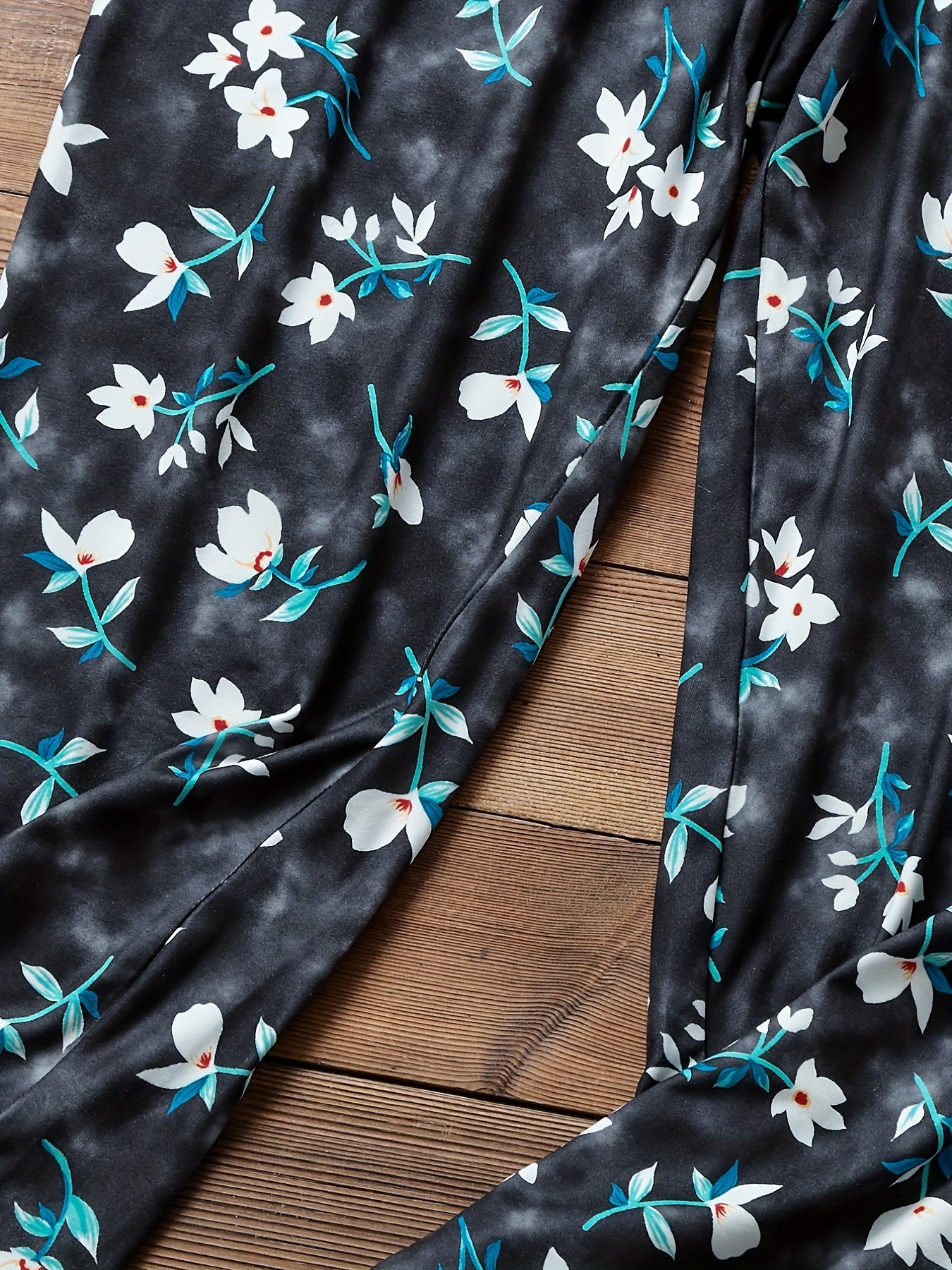  Floral Print Stretch Elastic Pants