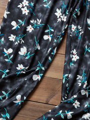  Floral Print Stretch Elastic Pants