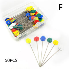 50pcs Patchwork Fixing Needle Quilting Pins Heart & Flower Shaped Pin