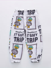 Boys Duck Graphic Print Pants for Spring Summer