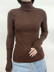 Women's Turtleneck Ribbed Sweater Slim Pullover Knit Top