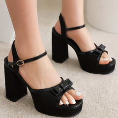 Women's Platform High Heels Square Open Toe Ankle Strap Sandals