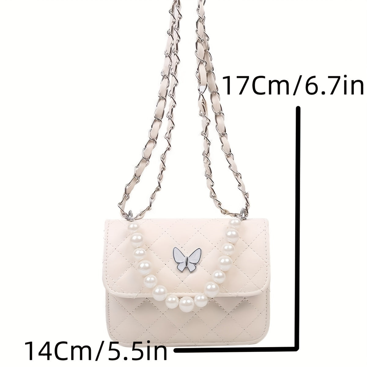 Faux Pearl Small Square Messenger Bag