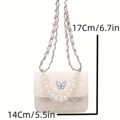 Faux Pearl Small Square Messenger Bag