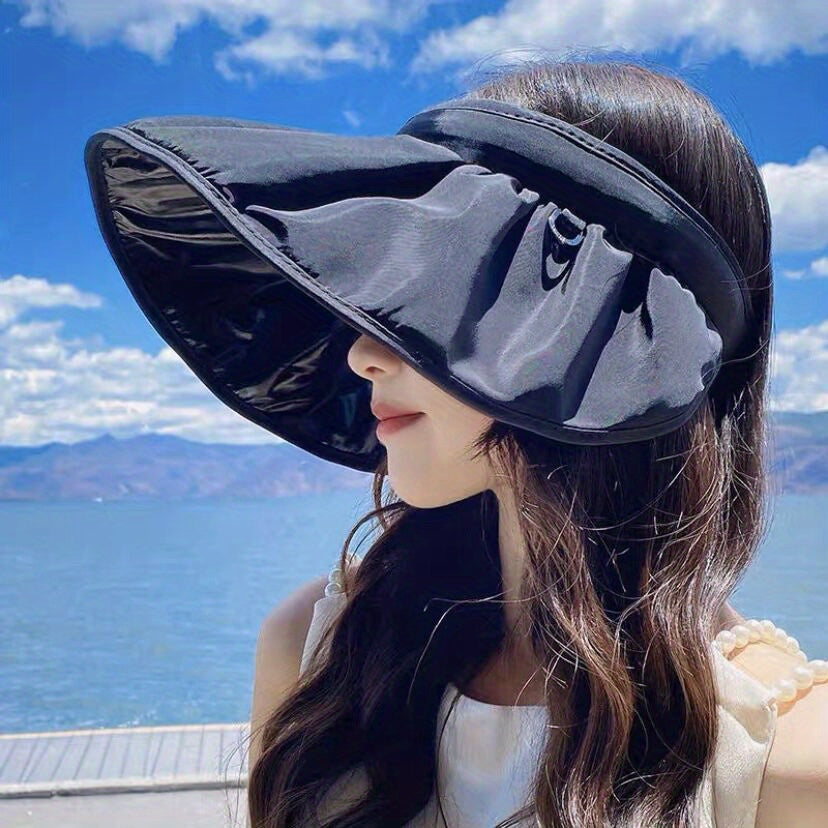 Wide Brim Shell Visor Hat Sun Hat UV Protection Travel Beach Hat