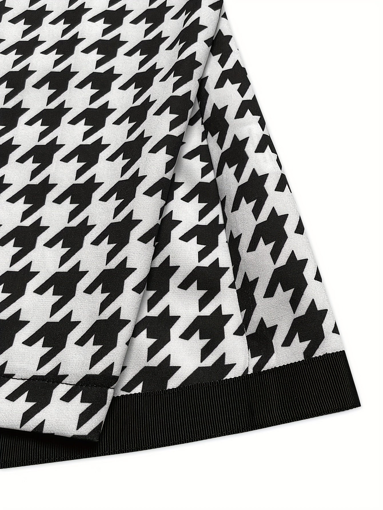  Houndstooth Print Double Breast Button Blazer