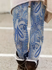 Boho Paisley Print Skinny Leggings High Waist Long Length Leggings