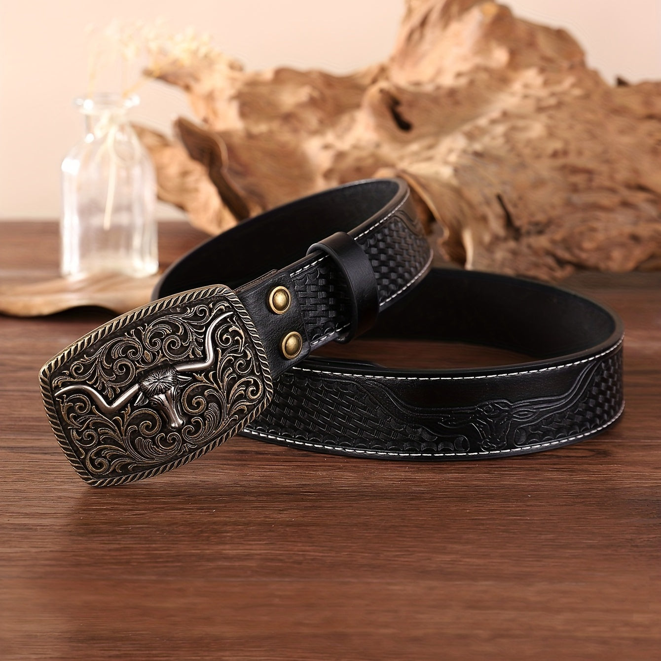 Retro Western Cowboy Men's Belt Casual Business PU Leather Belt