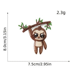 8pcs Boys Cartoon Sloth Embroidered Patches for Clothes Jackets Jeans
