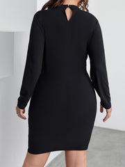  Casual Dress Women's Long Sleeve Mesh Round Neck Dress