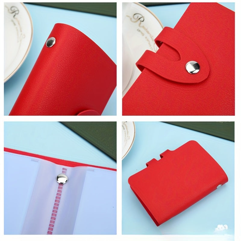PU Leather Card Holder with 24 Card Slots - Double Sided Insert Card