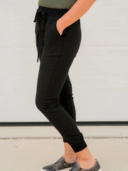  Solid Tie High Waist Joggers
