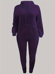  Solid Long Sleeve Hoodie & Joggers Set