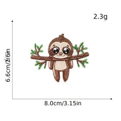 8pcs Boys Cartoon Sloth Embroidered Patches for Clothes Jackets Jeans