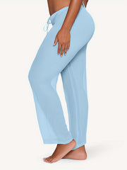 Sexy Pants Women's Plus Solid Drawstring High Rise Semi Sheer Loose