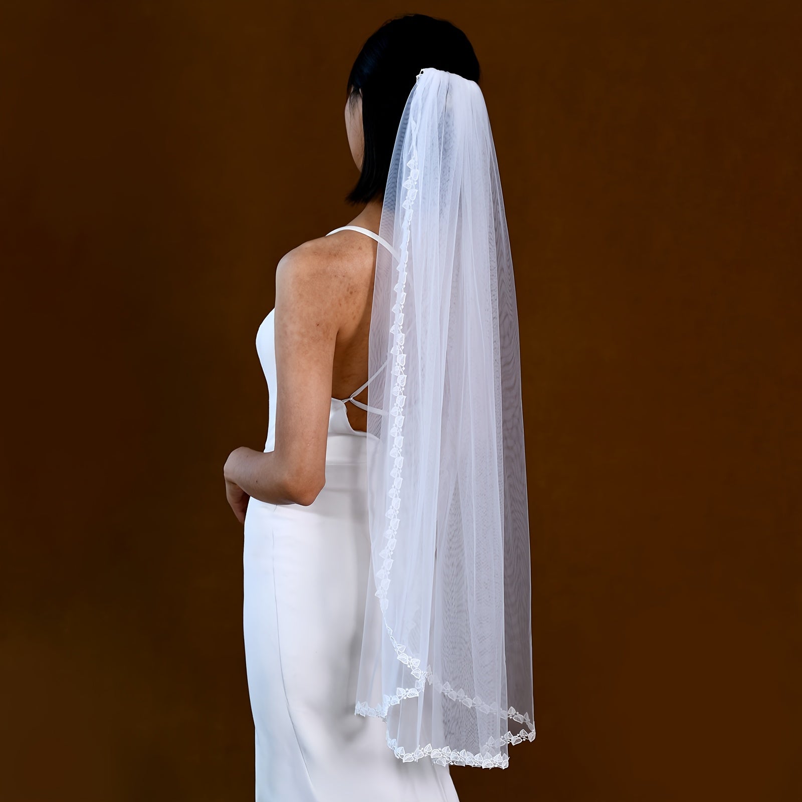 Lace Trimmed Bridal Veil Soft Nylon Wedding Accessory