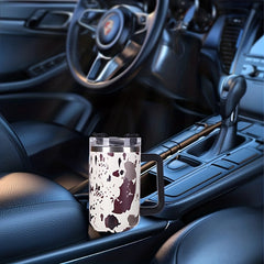 40oz Cow Print Insulated Tumbler with Handle & Straw Lid