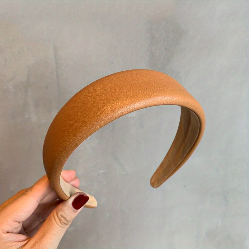 Retro PU Leather Hair Hoop for Wash Face Spa Makeup