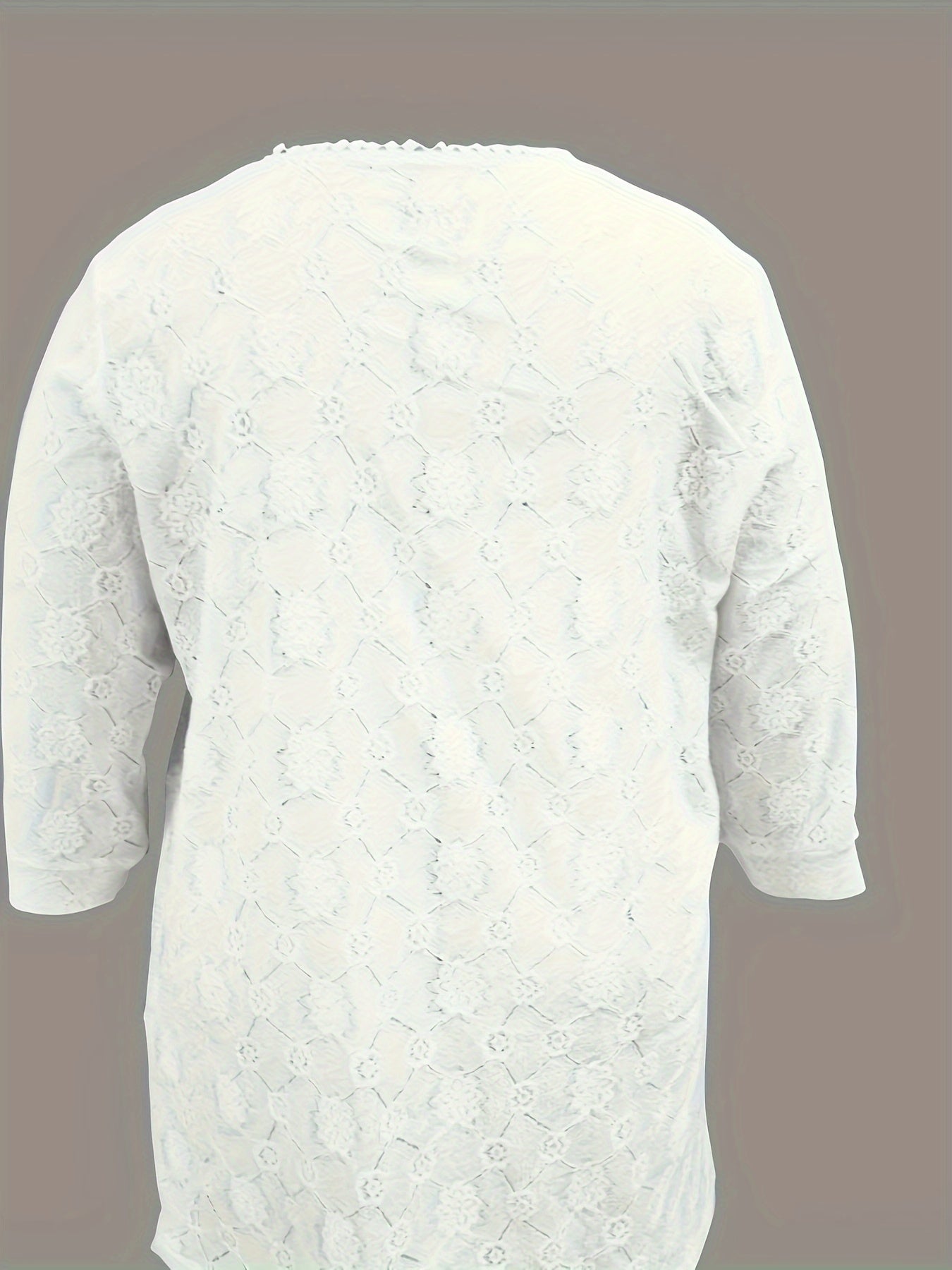  Eyelet Embroidered Cardigan Three Quarter Sleeve Cover Up