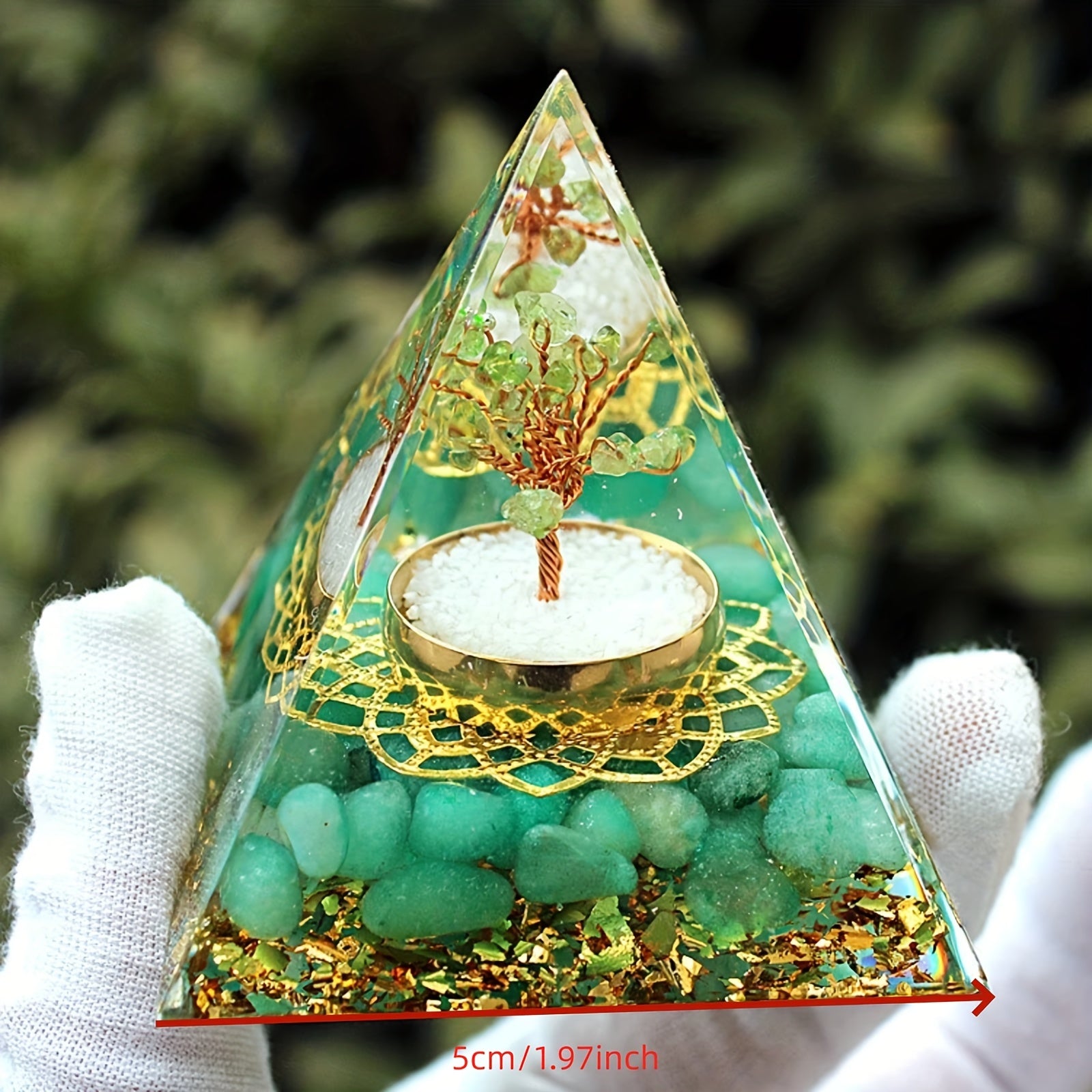 Tree Of Life Orgone Pyramid with Amethyst Ball