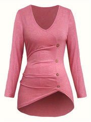  Solid V Neck Top & High Rise Leggings 2 Piece Set