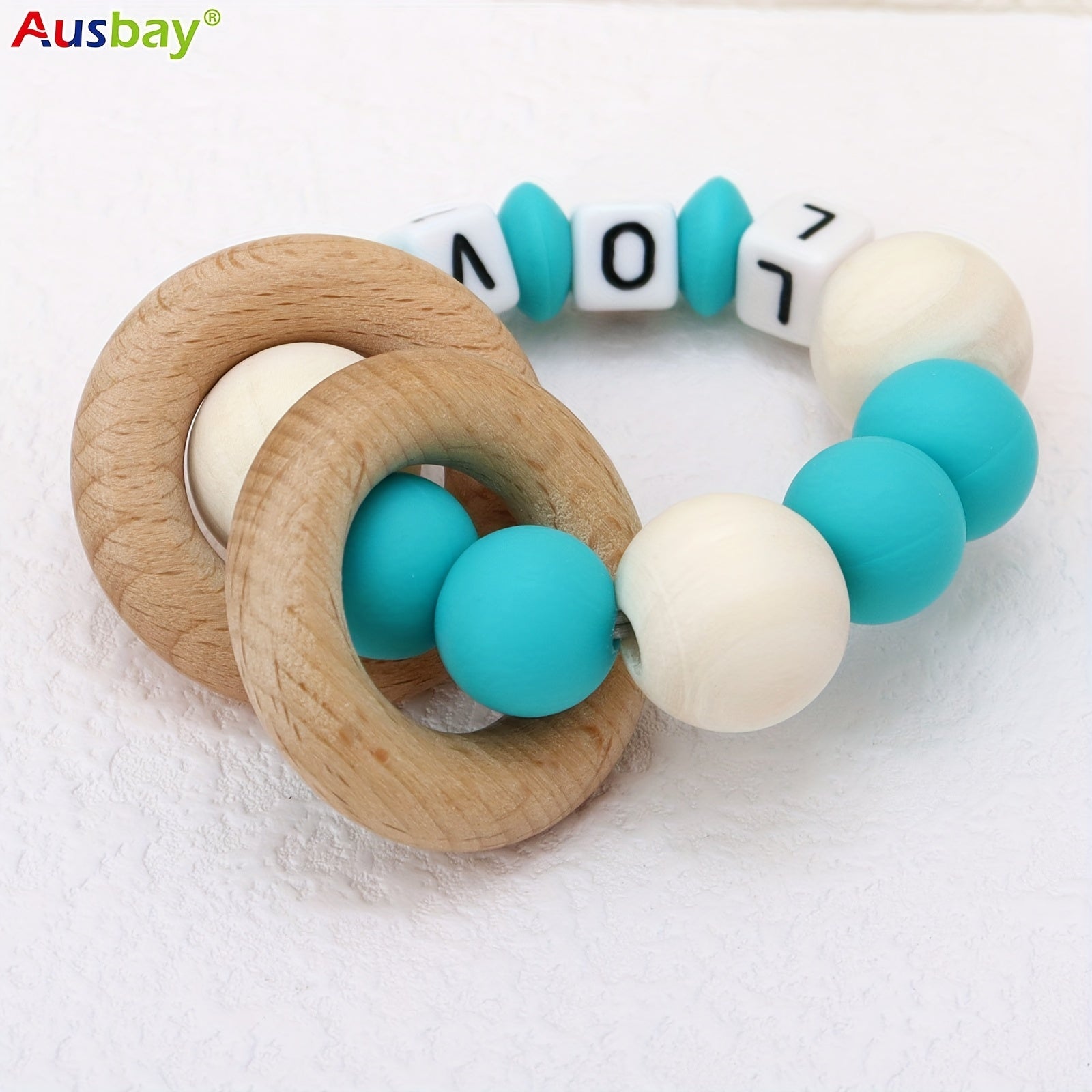 Personalized Rattle Teether Ring for Baby Boys and Girls