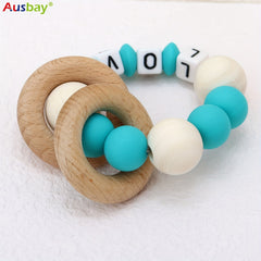 Personalized Rattle Teether Ring for Baby Boys and Girls
