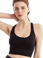 4pcs Wireless Sports Bras Shockproof Push Up Comfy & Breathable Women's Lingerie
