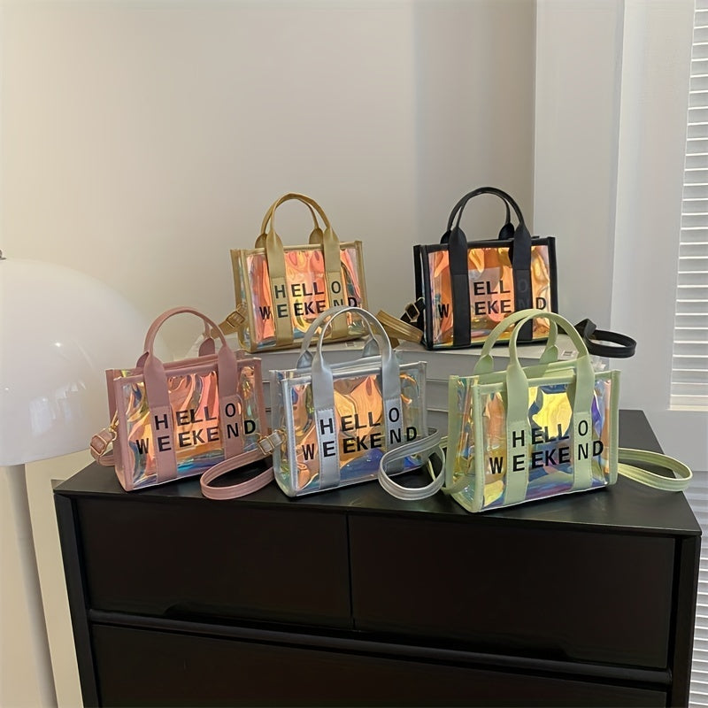 Mini Laser Crossbody Bag PVC Textured Purse Shoulder Bag