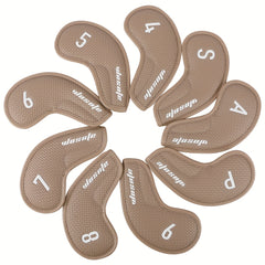 9pcs Golf Club Protection Cap Set PU Material Classic With Velvet Lining