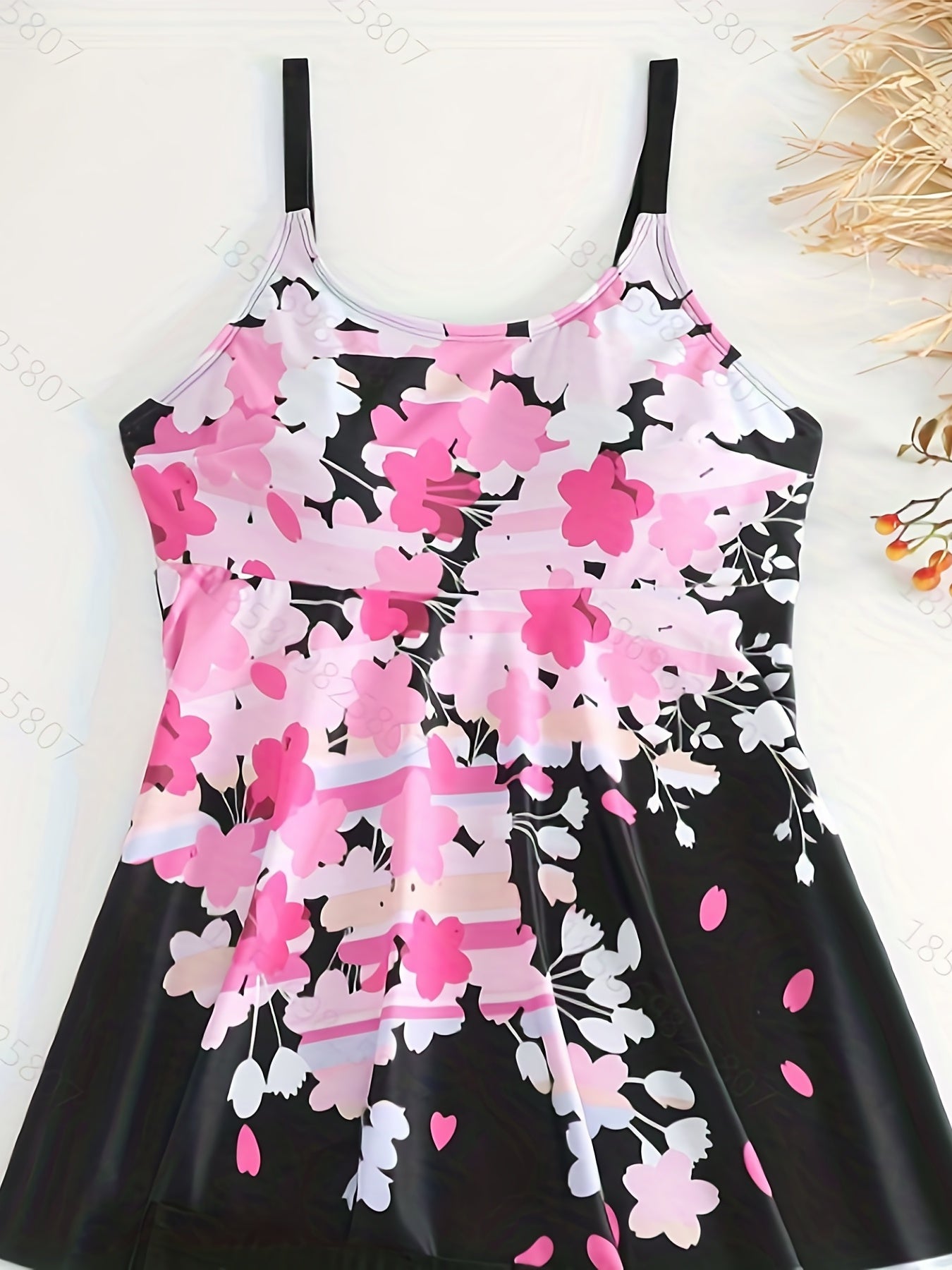 Floral Tank Top & Shorts Swimsuit Set, Plus Size