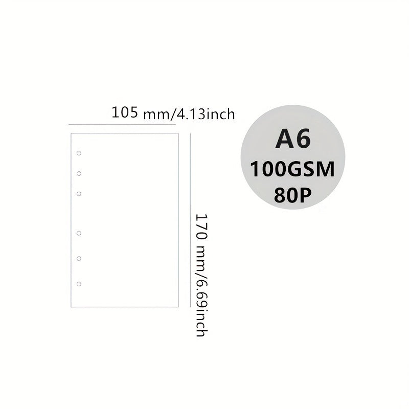 A6 Loose Leaf Paper Refill Pages 80 Sheets 160 Pages