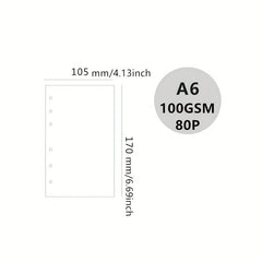 A6 Loose Leaf Paper Refill Pages 80 Sheets 160 Pages