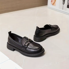 Women's Chunky Heel Loafers Slip On Versatile Shoes