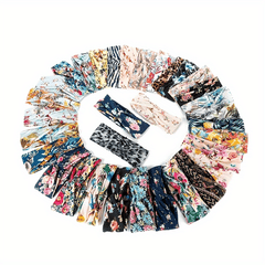 Bohemian Flower Printed Hair Band Knitted Headband Sweat-absorbing