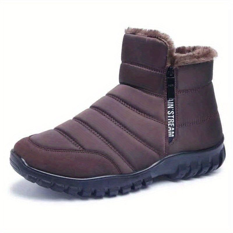 Men's Zipper Snow Boots Waterproof Non Slip Hiking Shoes